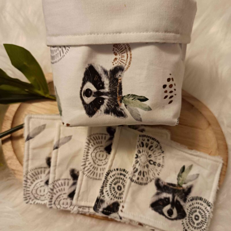 Lingettes lavables + panier Ratons laveurs (en stock)
