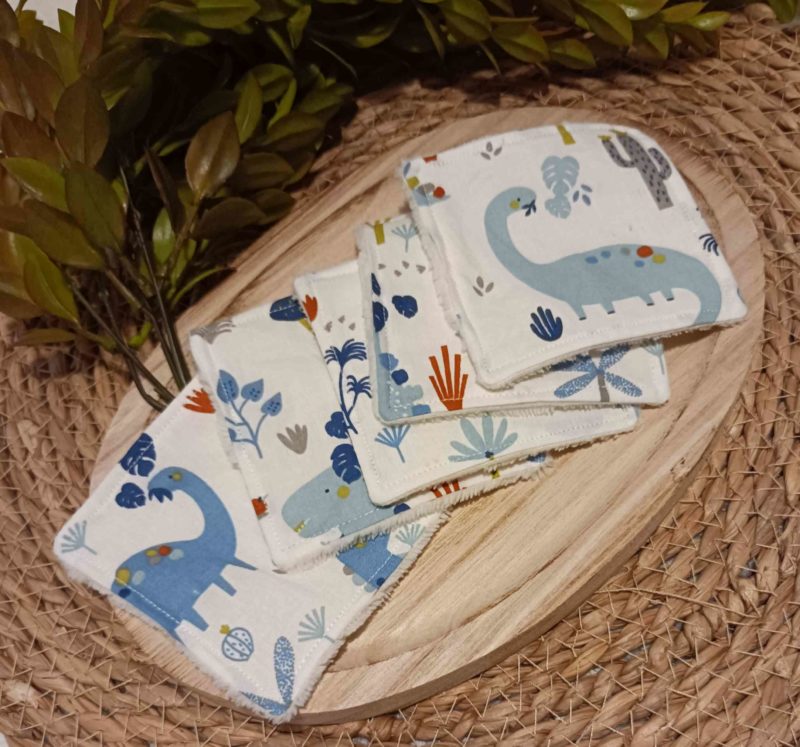 Lingettes lavables + panier Dinosaures (en stock)